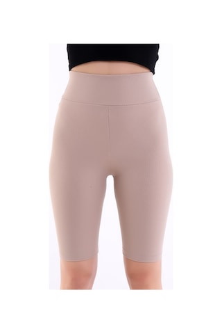 Self Clothing Kadın Bej Yüksek Bel Fitilli Dayanıklı Örme Kumaş Toparlayıcı Kıs