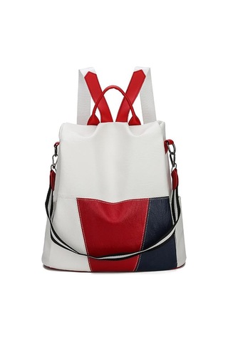 Beyaz Moda Sırt Çantası Kadın Sırt Çantası Eğlence Büyük Kapasiteli Seyahat Öğrenci Çantası Patchwork Renk Kadın Çantası Beyaz