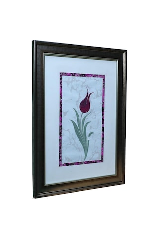 E38 El İşçiliği Ebru Zeminli Lale Ebru Tablo - 39 52 Cm - 6553