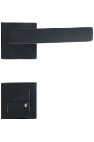 Lama Siyah Kare Rozetli Kapı Kolu Tuvalet Wc Ve Banyo Kapısı Kolu Wc 1 Takım