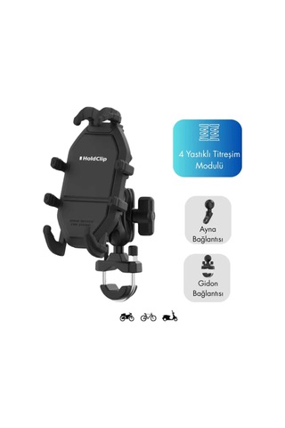 Holdclip Titreşim Modüllü Gidon Ve Ayna Bağlantılı Telefon Tutucu N1 Model
