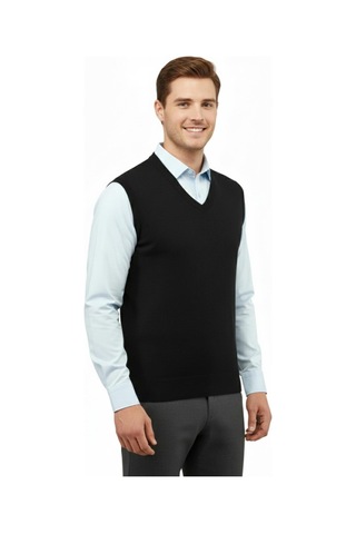Çizgi Triko Erkek V Yaka Süveter Çelik Örgü Regular Kalıp 5200h Bgl-st04962 Siyah