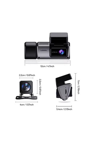 3 Kanallı 2k Araç İçi Kamera Wi-fi Adas Gece Görüşlü Araç İçi Kamera Geniş Açılı Video Kaydedici