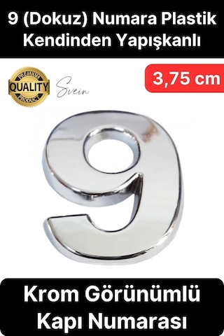 No 9 Kapı Numarası Kendinden Yapışkanlı Masa Dolap Plastik Ev Posta Kutusu Dış Mekan Daire 3,75 Cm