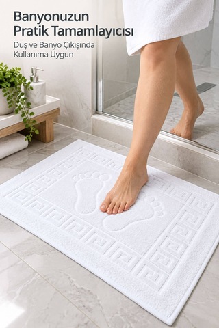 3'lü Banyo Ayak Havlusu 50x70 Cm 250 Gr Footera Beyaz