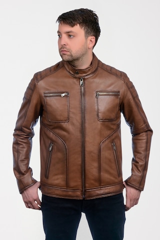 Derije Albert Hakiki Deri Erkek Taba Ceket-mont Taba