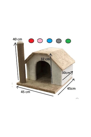 Karamel Pet Tırmalamalı Kedi Klubesi 33 X 40 X 45 Cm Gri-beyaz