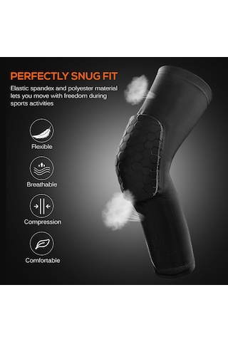 Moveevo Spor Knee Sleeve, Yumuşak Eva, Darbe Emici, Nefes Alıcı, Basketbol Dağcılık, Siyah, Xxl Tek Adet Siyah