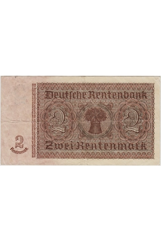Almanya 2 Rentenmark 1937 Nazi Dönemi. Çok Temiz.