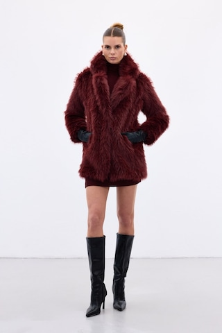 Sateen Çıt Çıt Detaylı Kürk - Bordo-136677 Bordo