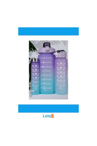 Motivasyonel Su Matarası Seti 300ml, 750ml Ve 2000ml Renkli Tritan Çok Renkli