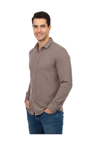 Raymons Erkek Spor Silim Fit Dokuma Gömlek Bgl-st04946 Vizon