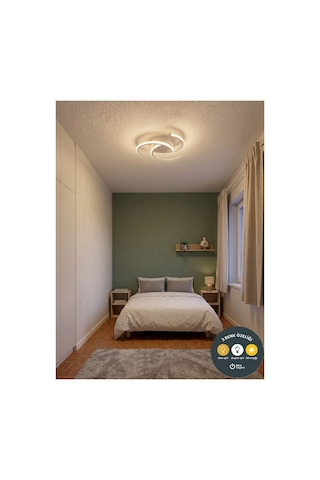 Cosmo Ceiling Tasarım Led Avize Beyaz- 3 Renk Modlu Yatak Odası Koridor Plafonyer Avize