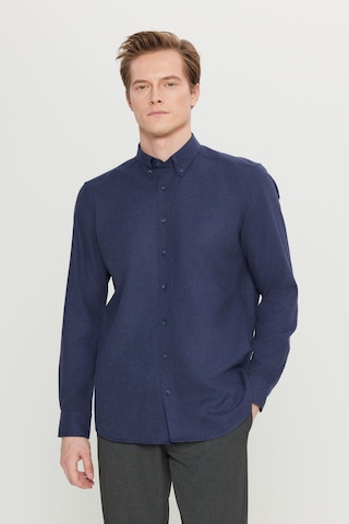 Altınyıldız Classıcs Erkek Lacı Pamuklu Slim Fit Dar Kesim Düğmeli Yaka Diagonal Desenli Flanel Gömlek