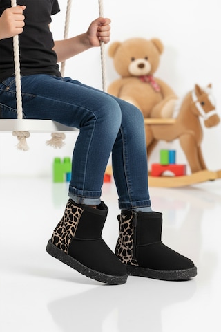 Ayakmod Siyah Leopar İçi Kürklü Soğuğa Dirençli Kız Çocuk Bot 1212 P Siyah