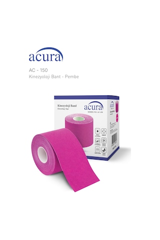 Ac-150 Yüz & Vücut Uyumlu Hipoalerjenik Kinesyo Tape Bandı 5m X 5cm Pembe Renk 1 Beden