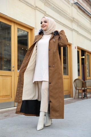 BATTAL BÜYÜK BEDEN KADIN İÇİ TAMAMEN KÜRKLÜ PARDESÜ & MONT Haki