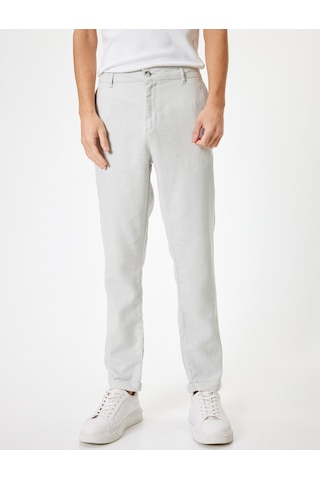 Koton Keten Chino Pantolon Cep Detaylı Gri Desenli 4sam40225hw Gri