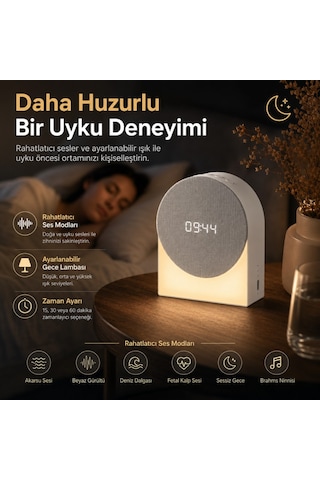 Polham 4in1 Arada Bluetooth Uyku Hoparlörü Gece Lambası, Dijital Saat, Alarm Ve Rahatlatıcı Uyku Sesleri