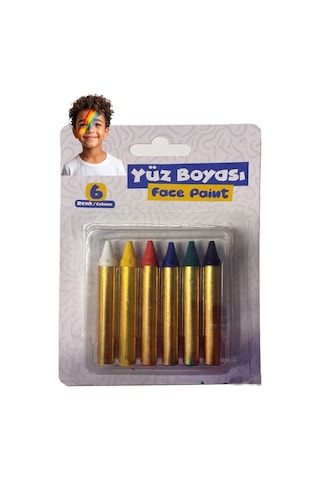 Yüz Boyası 6 Renk 1 Paket Bubu Face Paint Yüz Boyası Canlı Renkler Sağlığa Zararsız Kreş Okul Öncesi Çok Renkli