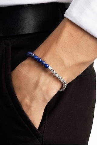 Lapis Taşlı 22 Cm Çelik Erkek Bileklik Gri