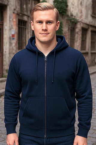 Lacivert Kapşonlu Fermuarlı Sweatshirt Lacivert