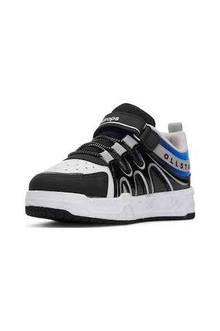 Günlük Unisex Çocuk Sneaker Rugan Lastik Bağcıklı Cırtlı Oval Burunlu Spor Ayakkabı 020 Siyah - Beyaz