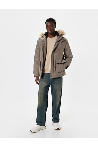 Koton Anorak Ceket Slim Fit Fermuarlı Kahverengi 5wam20059hw Kahverengi