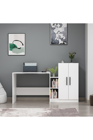 Dekorosso Dekorosso Stic Dolaplı Çalışma Masası Beyaz