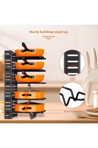 Yifomall Siyah Dikey 5 Katlı Mutfak Tencere Rakımı - Yüksekliği Ayarlanabilir, Çok Amaçlı, Masüstü Gereç Depolama Rafı Diğer