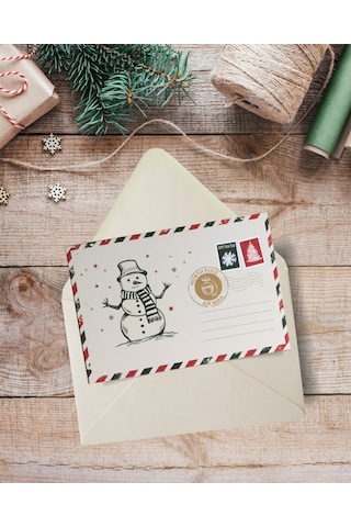 Yılbaşı Kardan Adam Kartpostal Ve Zarf Seti, Yeniyıl, Noel, Tebri
