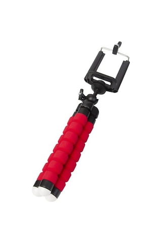 Canlı Yayın Selfie İçin Telefon Tutuculu Taşınabilir Mini Ahtapot Tripod Standı Kırmızı