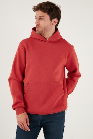 Buratti Regular Fit Kapüşonlu Kanguru Cepli Içi Tüylü Yumuşak Şardonlu Erkek Sweat 5905281 Bayrak Kırmızı