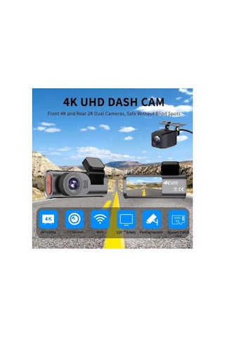 Wifi 4k Uhd App Araç İçi Kamera Gece Görüşlü Araba Kamera Kayıt Cihazı Dvr Car Dashcam
