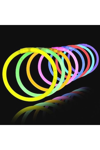 Karanlıkta Yanan Parlayan Fosforlu Glow Stick Çubuk Bileklik 50 Adet Diğer