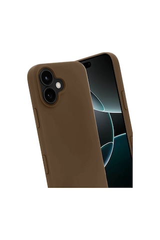 Apple iPhone Uyumlu 17 First Silikon - Kahverengi Düz Renkli