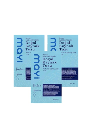 Mayi Tuz İyotlu İnce Öğütülmüş Doğal Kaynak Tuzu 3 x 600 G