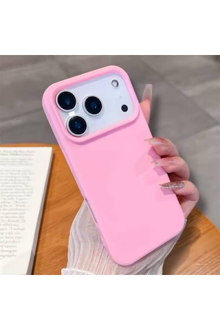 Apple Uyumlu iPhone 17 Pro Max Kılıf Kamera Çıkıntılı Yumuşak Silikon İçi Kadife Lansman Kapak . Pembe