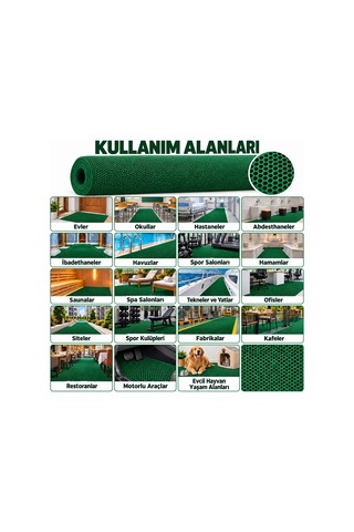 Hortumtech Bal Petek Paspas Kaydırmaz Pvc Islak Zemin Duş Havuz Su Tahliyesi 4 Mm - Yeşil 120 X 160 Cm