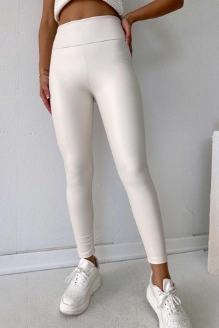 Gülsüm Aydın Kadın Yüksek Bel Içi Şardonlu Fırsat Ürün Toparlayıcı Tayt Beyaz