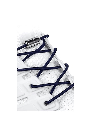 Ayarlanabilir 1 Çift Lacivert Vidalı Kapsül Uçlu Yuvarlak Lastik Pratik Bağcık Lacivert