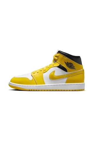 Nike Air Jordan 1 Mid Kadın Basketbol Ayakkabısı Dar Kalıp 1 Beden Büyük Almanızı Öneriyoruz Sarı Sarı