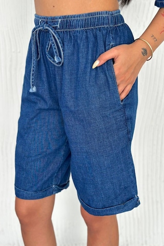 Noa & Noa Kadın Denim Gömlek & Short Takım Sportif & Modern Stil Mavi