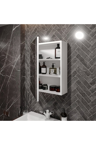 Rosepal Mobilya Luna Aynalı Beyaz Banyo Dolabı Beyaz