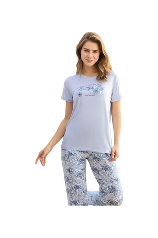 Aydoğan Kadın Mavi Viskon Kısa Kollu Pijama Takımı 240048 Mavi