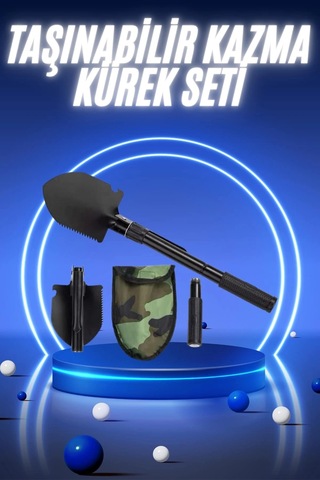Mey İthalat Pusulalı Katlanabilir Kazma Kürek Kamp Seti Kamp Küreği Portatif Çantalı