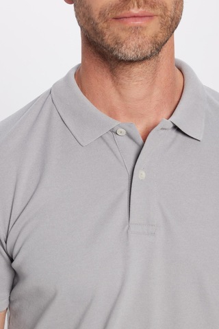 Tudors Erkek Slim Fit Dar Kesim Pamuklu Yumuşak Dokulu Serin Tutan Kumaş Düz Pike Polo Yaka Tişört-31690 Gri