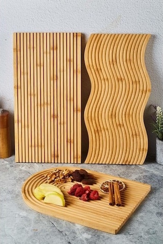 Lena 3'lü Bambu Sunum Tahtası Seti Bambu Bambu