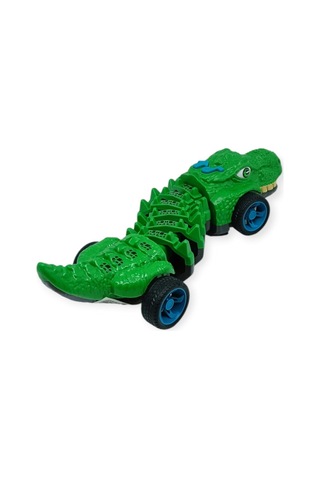 Timsah Araba - Otomatik Hareketli Sesli Işıklı 32 Cm - Yeşil Gerçekçi Timsah Lisinya Çok Renkli