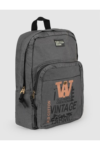 Markasız Antrasit Vintage Baskılı Keten Unisex Sırt Çantası Gri